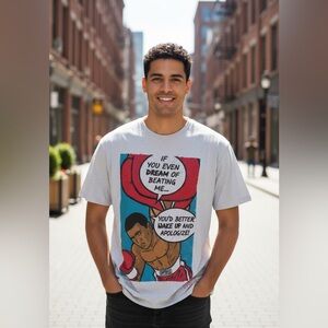 Superare Muhammad Ali’s White T-Shirt M Men Retro
Artsy Casual Streetwear NEW